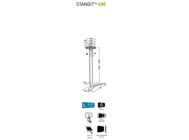 Erard STAND iT 400, veggstativ uten å skru i veggen.